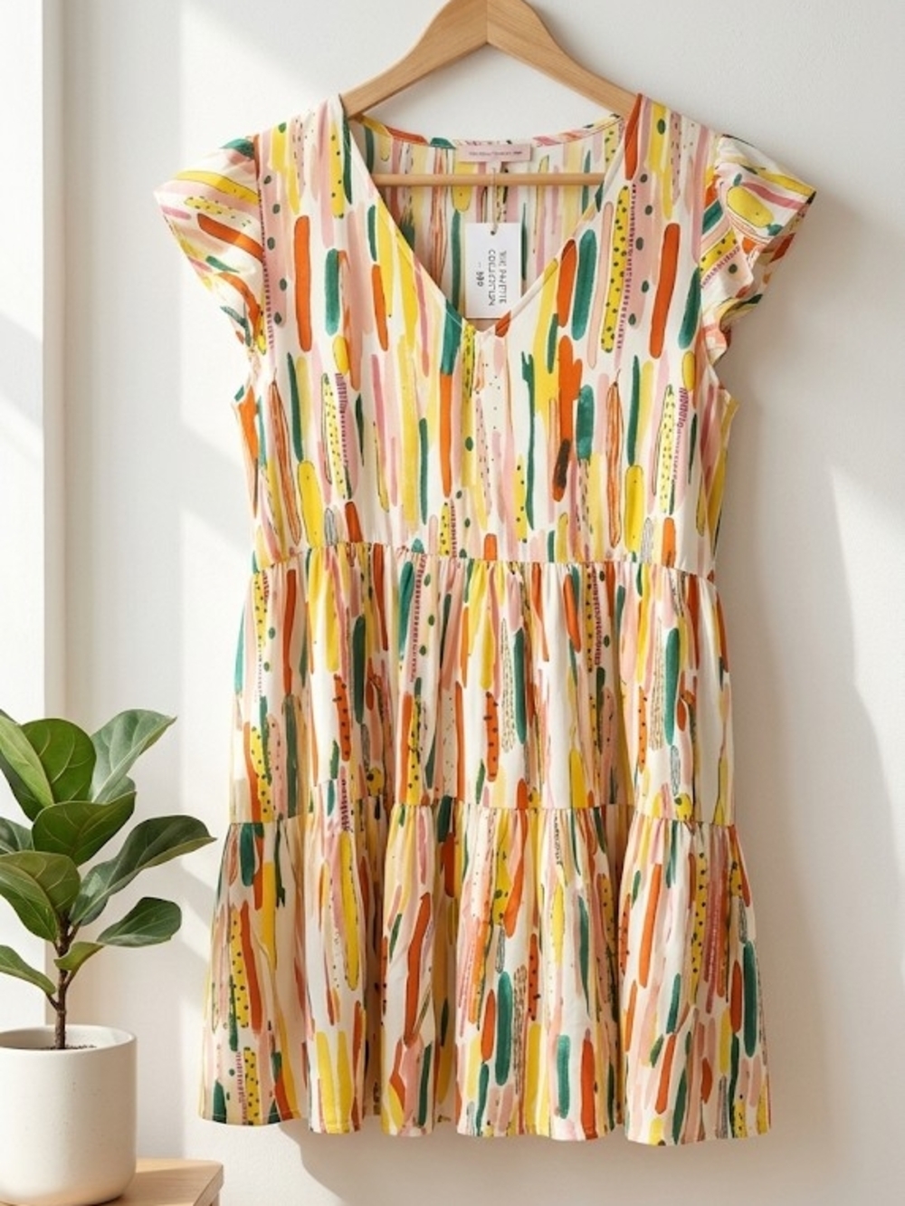 Kids Multicolor Brushstroke Tiered Dress - Brand: